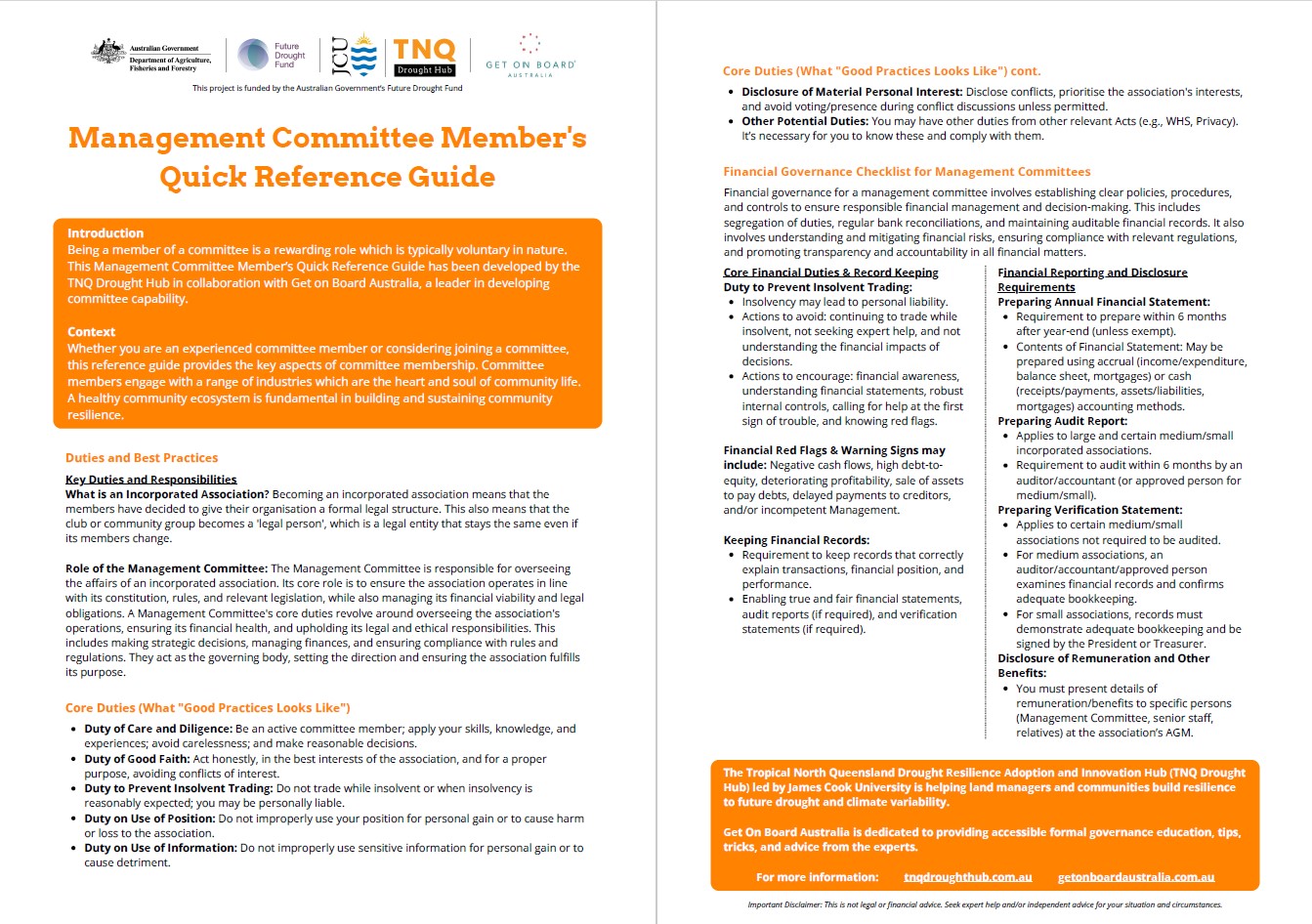Governance Essentials: Management Committee Member Quick Reference Guide